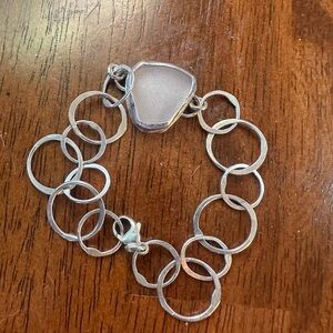 Sterling custom bracelet with sea glass center piece.  EUC. The Captain’s Wife
